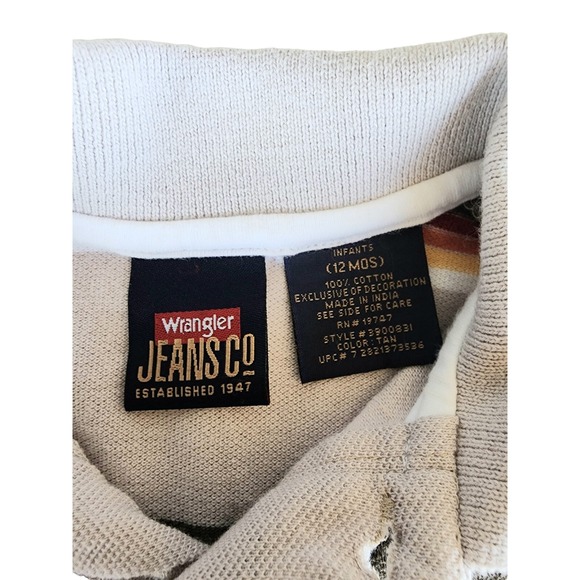 Wrangler Infant Size 12 Months Striped Short Sleeve Polo Shirt - Picture 3 of 5